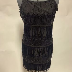 Black 1920s Style Flapper Dress